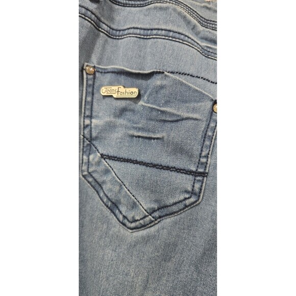 Meifanzi Designer Y2K Light Wash Skinny Japanese Jeans Blue Sequins Size 29 - Picture 8 of 16